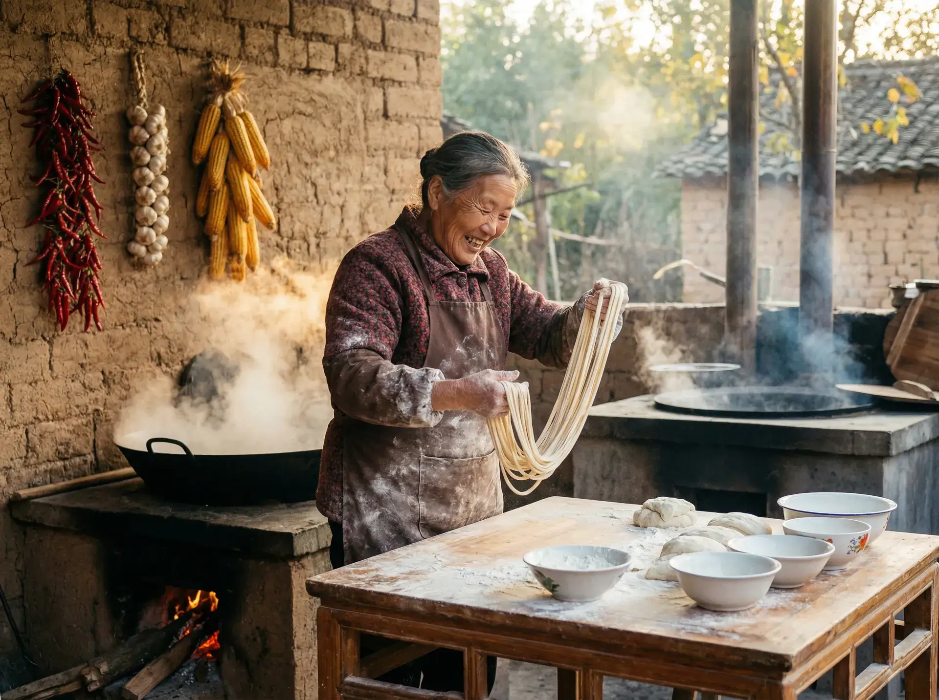 农家大嫂手擀面 - 陈赫lol全明星赛 乡村美食